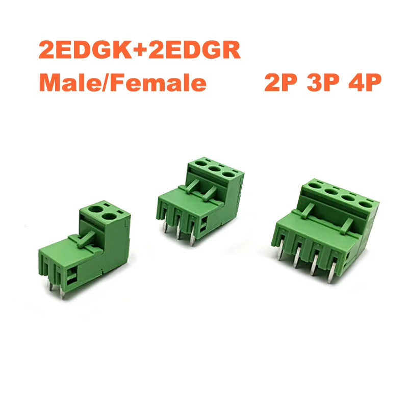Клеммная колодка 30/50 комплектов шаг 5 08 мм 2/3/4P винт штекер в PCB 2EDGK 2EDGR Открытый