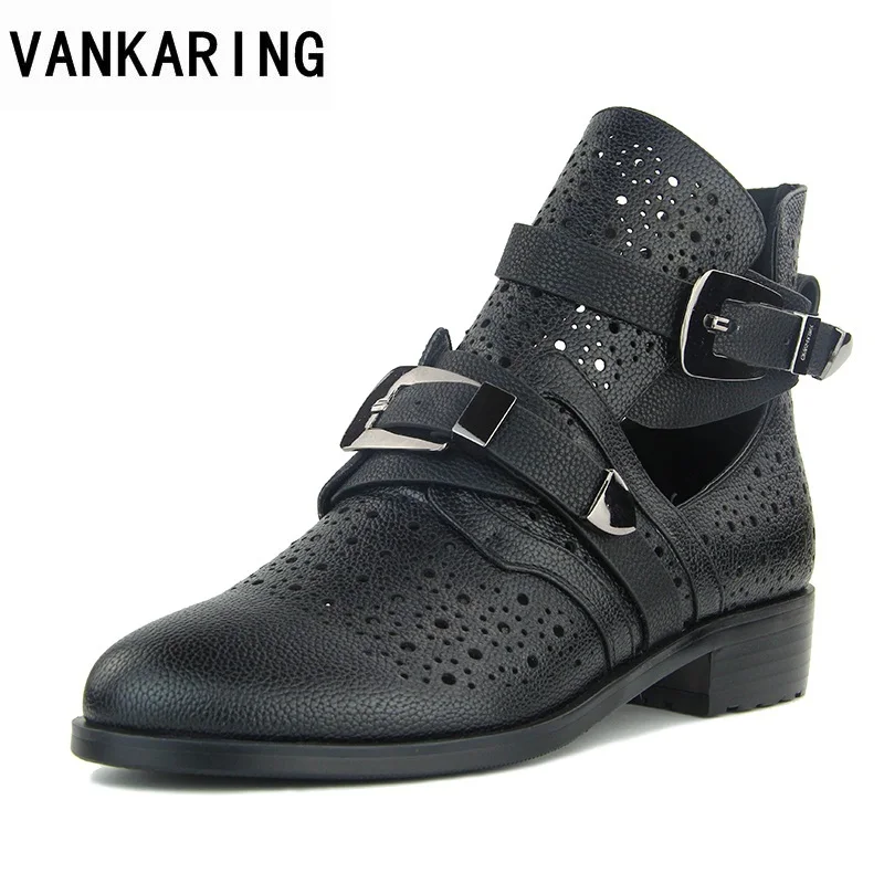 

VANKARING new shoes 2018 spring autumn european and American style fashion women pu ankle boots for women chelsea date boots