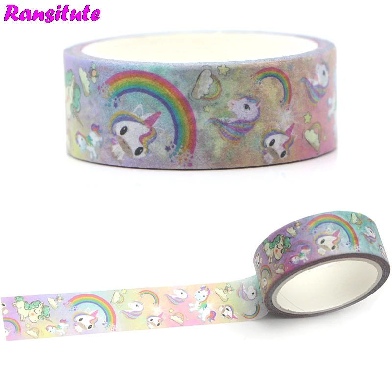 

Ransitute R366 Rainbow Horse Washi Tape Manual DIY Color Decorative Paper Tape Hand Account Sticker Student Supplies