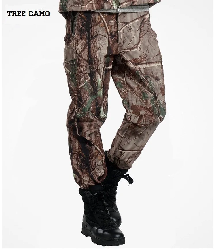 Тактическая Акула кожа водонепроницаемый софтшелл военная одежда военная дышащая камуфляж брюки - Цвет: Tree Camouflage