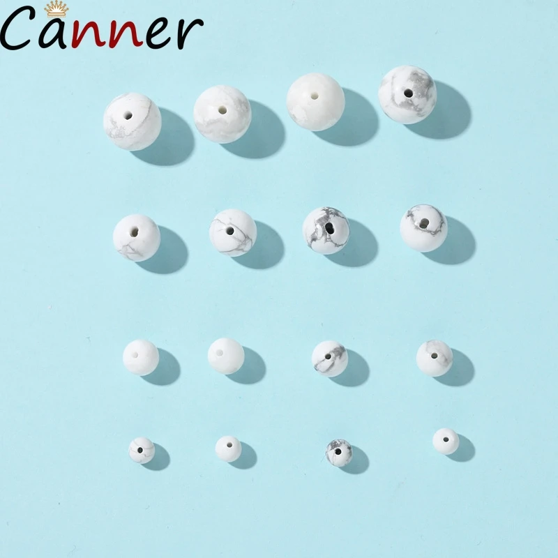 

CANNER 6Pcs/Set Arcylic Marble Beads Silicone Beads Teething Jewelry Round Beads DIY Earrings Necklaces Jewelry Making Gifts F40