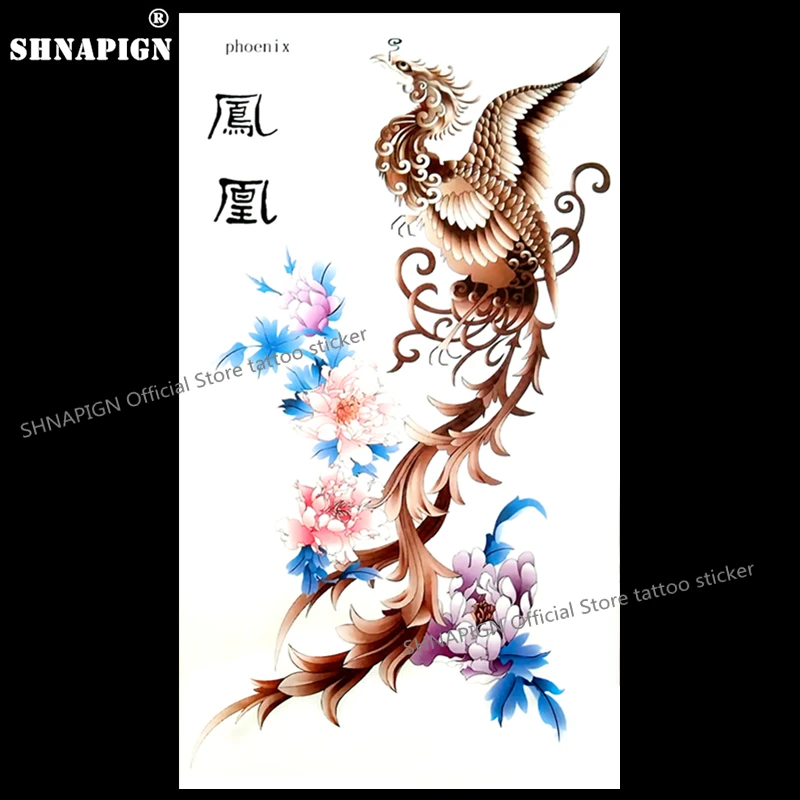 Временная татуировка SHNAPIGN The Rising Phoenix стикер для боди-арта 17*10 см водостойкая