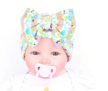 

1pcs on sale 2017 Baby unisex Hat beanie Floral Big bowknot infant girls and boys Newborn Hospital Hat baby accessories 4 Colors