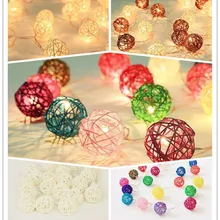 Смешанный 20 шт./компл. Коричневый Белый Многоцветный Ротанг/Плетеный шарик патио вечерние гирлянды мерцающие сказочные огни, Свадебный декор