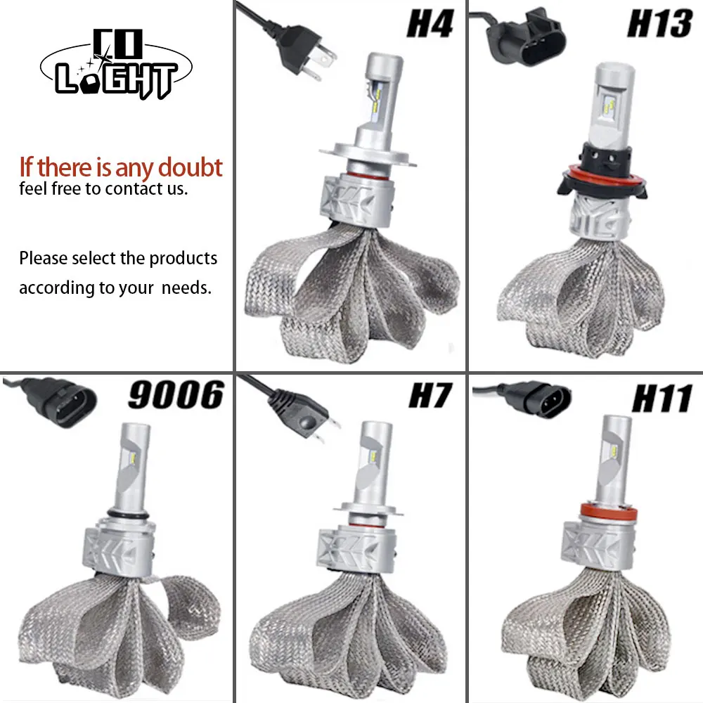 

CO LIGHT 1 Set 72w Led Headlights H4 H7 Led Bulbs High Low Single Headlamp Dc 12V for KIA Rio/VW Polo/Jeep Cherokee H11 Leds