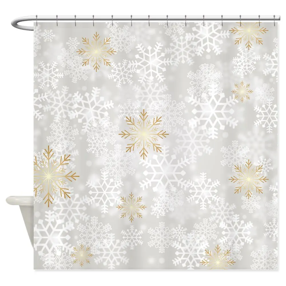 Winter Snowflakes Decorative Fabric Shower Curtainin Shower Curtains