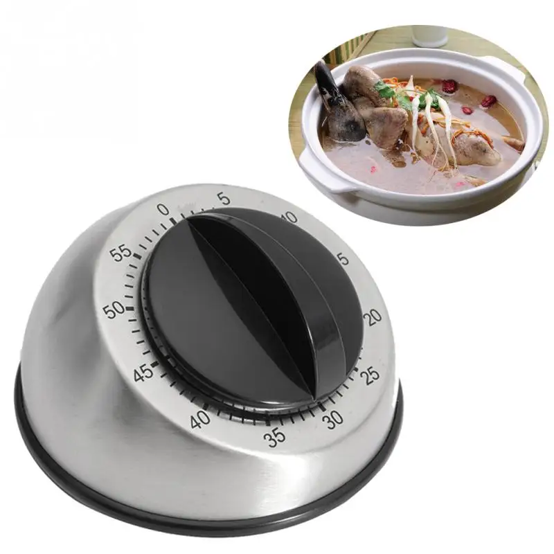 

1pc Stainless Steel Dome Shape Kitchen Timer 60-Minutes Countdown Mechanical Wind Up Alarm Clock Home Kitchen Cooking Tools