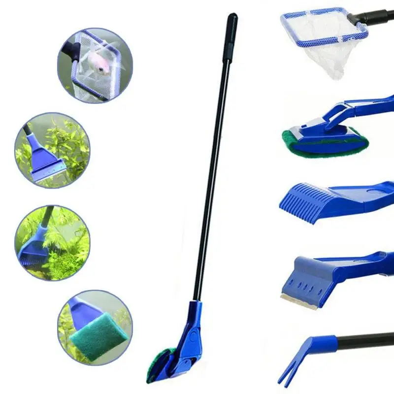 5 in 1 Aquarium cleaning kit Fish fishing net / scraper knife / water