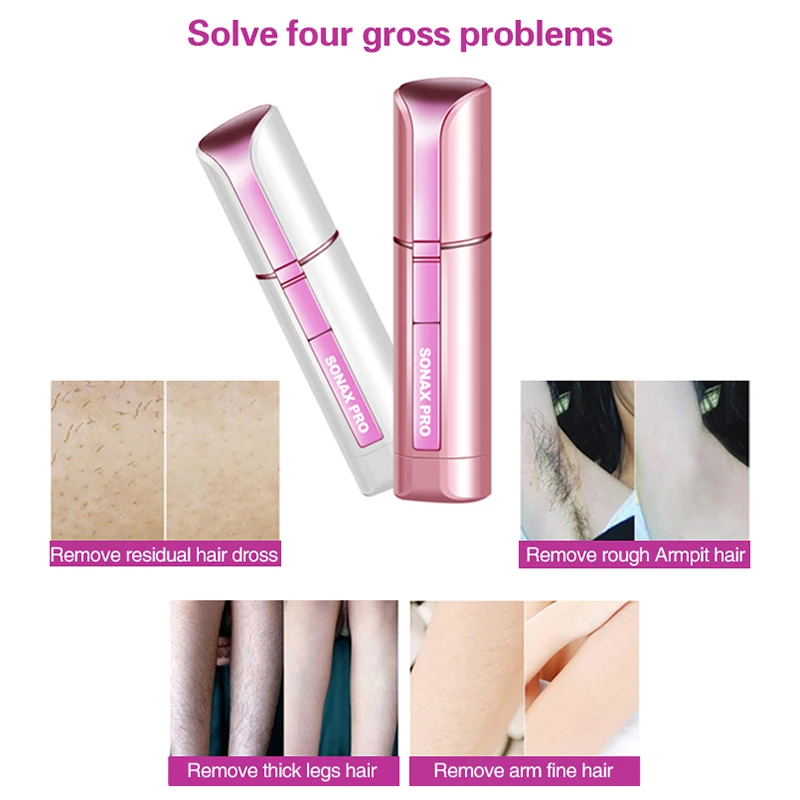 SONAX PRO Portable Hair Remover Electric Women Lipstick Shaver Razor Facial Painless Depilator Shaving Machine Battery Type
