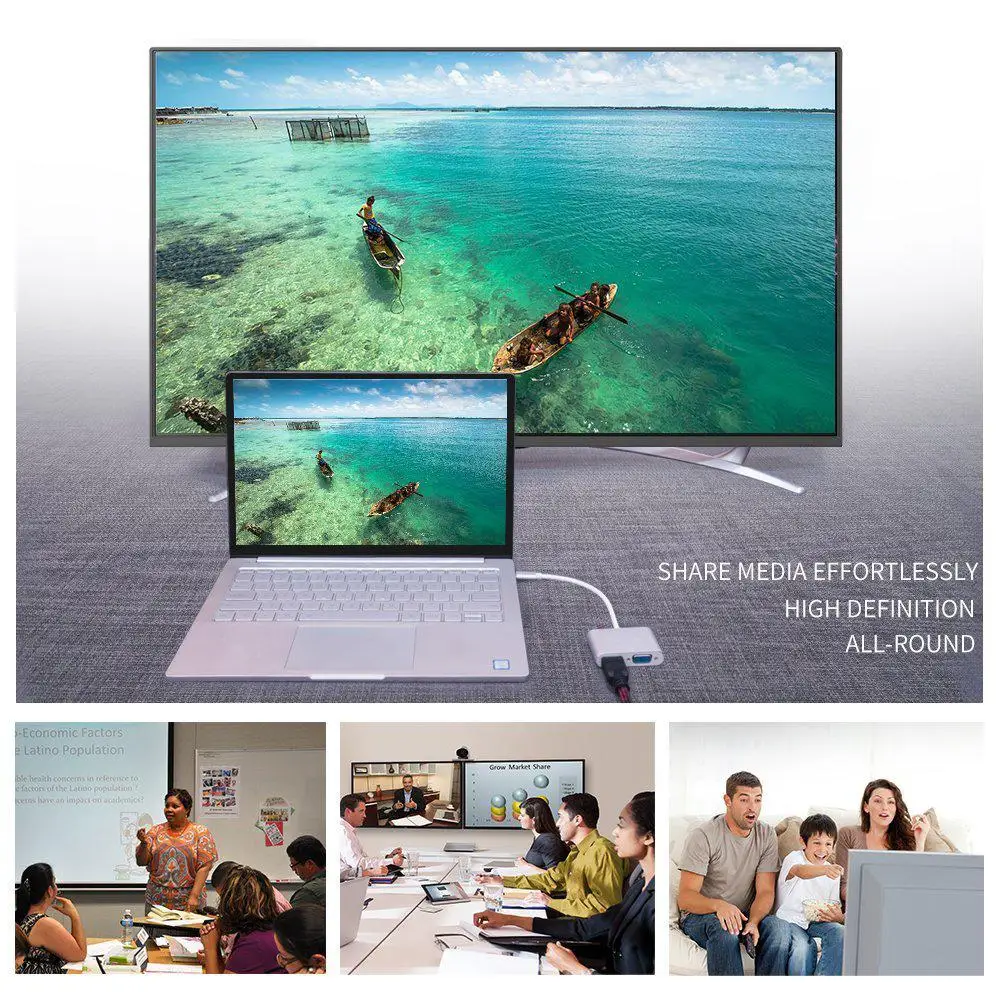 USB 3 1 Тип C в HDMI адаптер VGA 2 in1 4 K UHD двойной Экран Дисплей для ноутбука Apple Macbook|Кабели