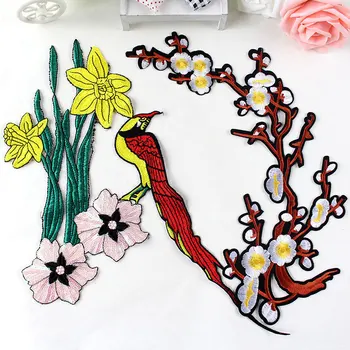 

Plum Blossom Flower Applique Clothing Embroidery sequins Patch Fabric Sticker Iron On Patch Craft Sewing Repair Embroidered