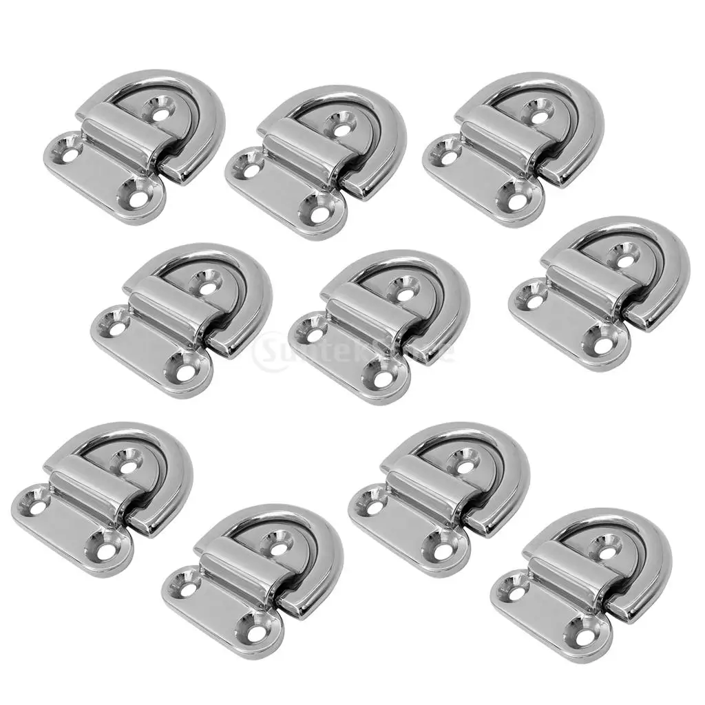 

10pcs Small Folding Pad Eye Deck Lashing Ring Staple Cleat for Trailer Boat