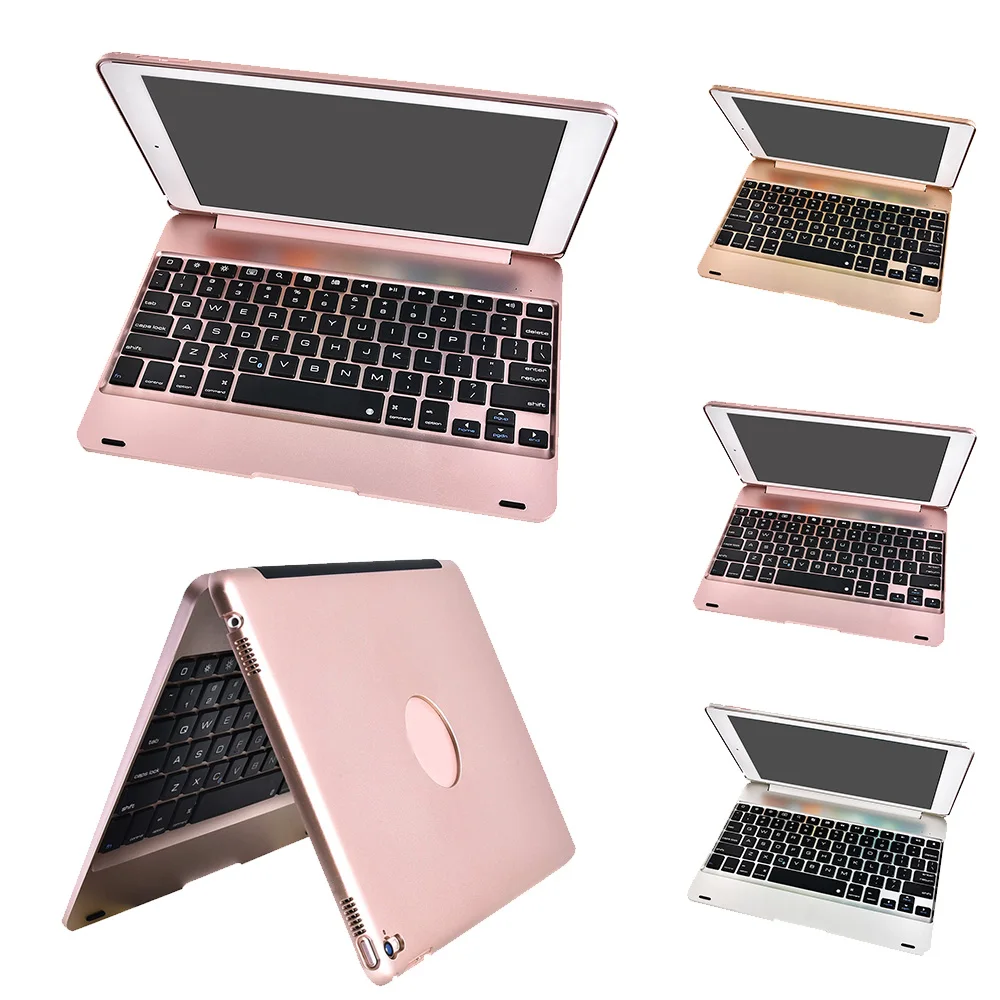 

Besegad Aluminum Luxury Protector Case Cover Stand Holder with Wireless Bluetooth Keyboard for Apple iPad Air 2 Pro 9.7 Inch