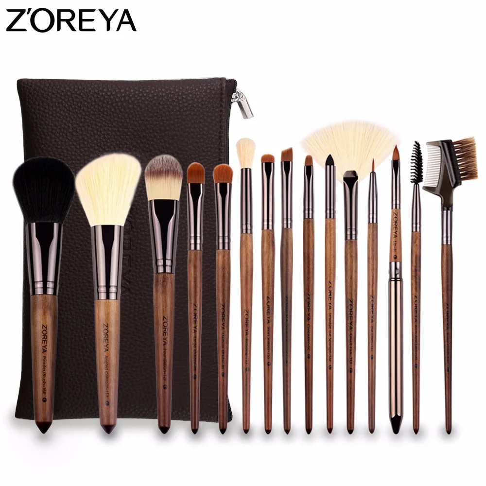 

ZOREYA Make Up Brush Set 15pcs Makeup Brushes With PU Leather Bag Powder Contour Foundation Concealer Brush As Cosmetics Tool