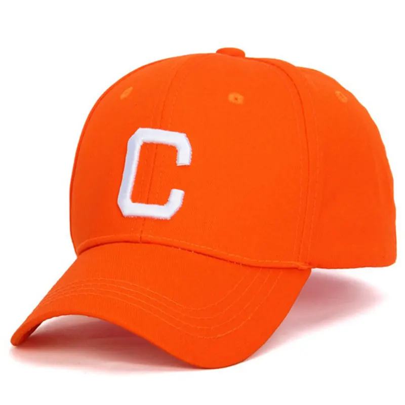 

Male female dad hat adjustable baseball cap 3D embroidery text C snapback white black orange