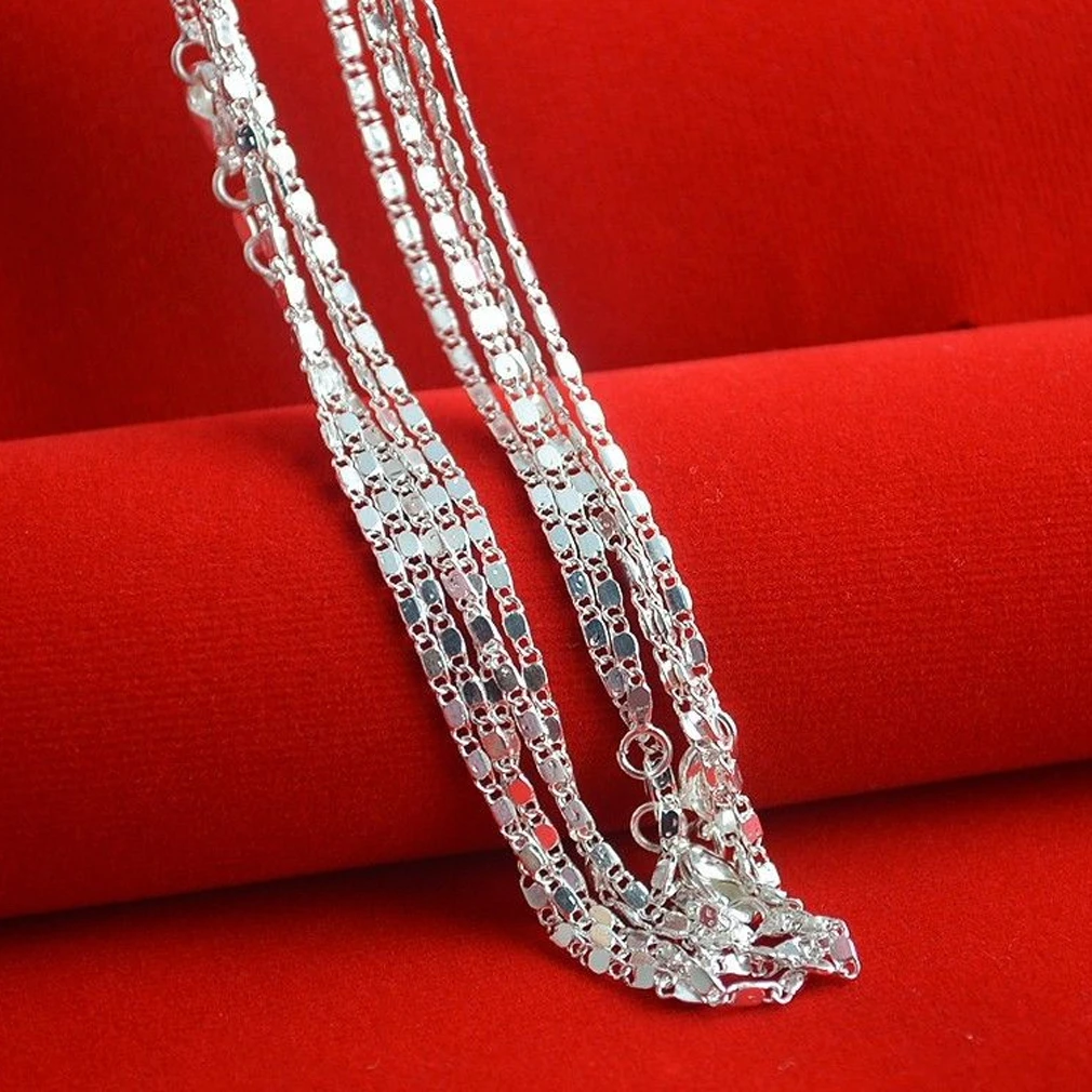 

1 PC Silver Plated Necklace Fine Fashion Cute 16 Inches Silver Plated Jewelry Necklace Chains Pendant Silver Plated chain