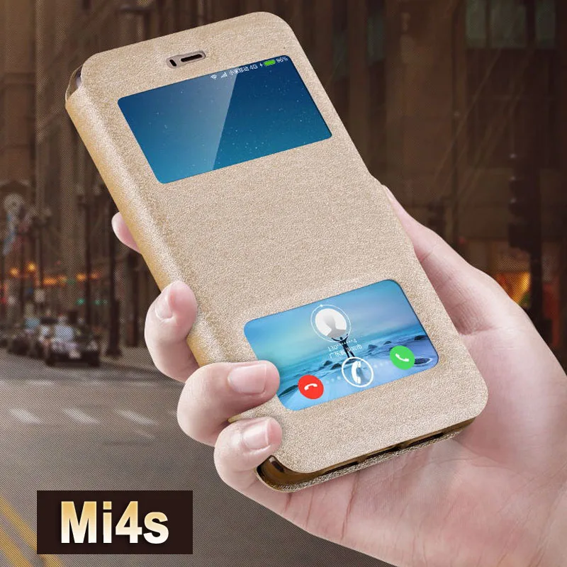 Чехол для Xiaomi mi 4 s чехол с окошком кожаный mi4s Роскошный из искусственной кожи mi4 |
