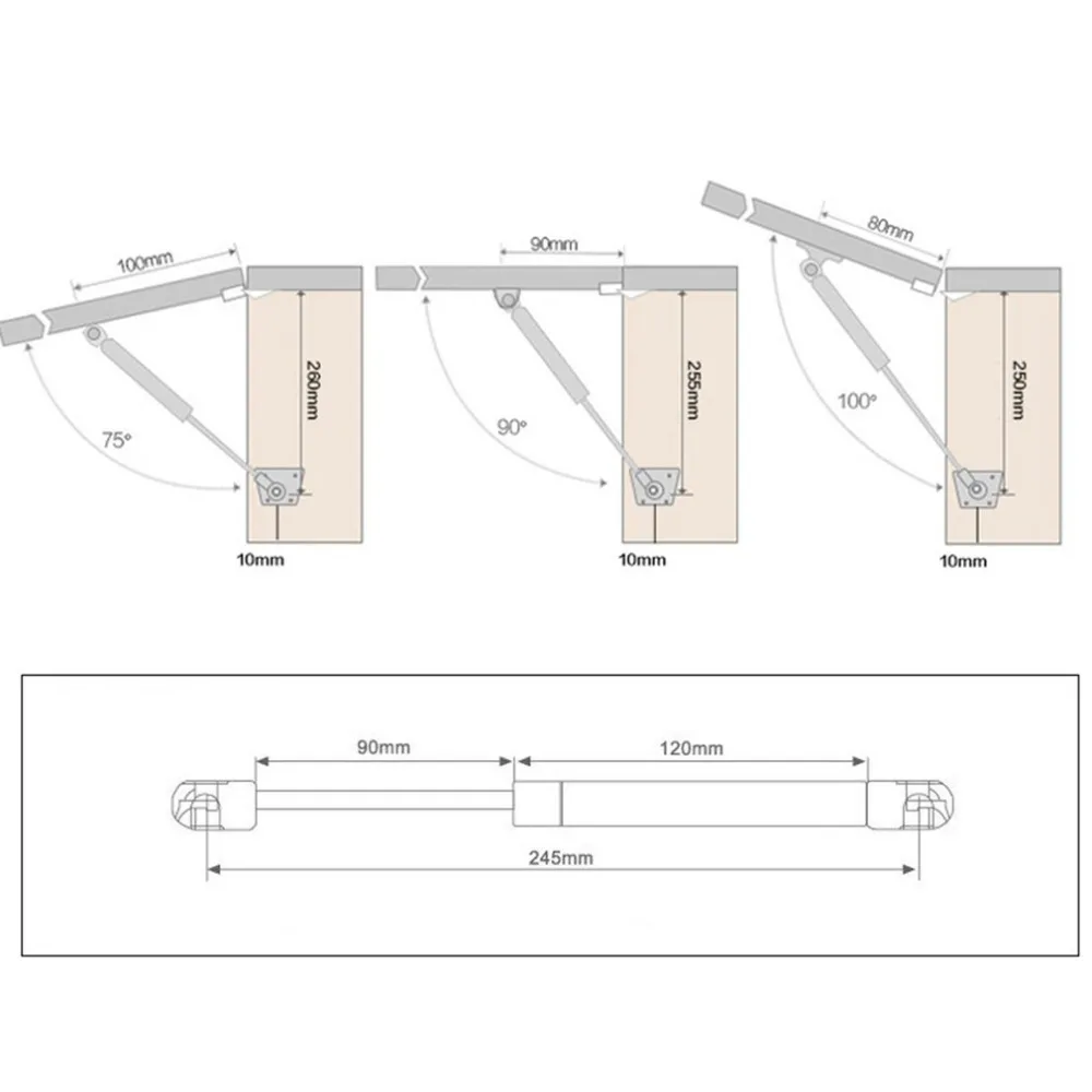 Furniture Cabinet Support Rod 80N/100N Hydraulic Pneumatic Gas Support Rod Small Tatami Door Buffer Telescopic Rod