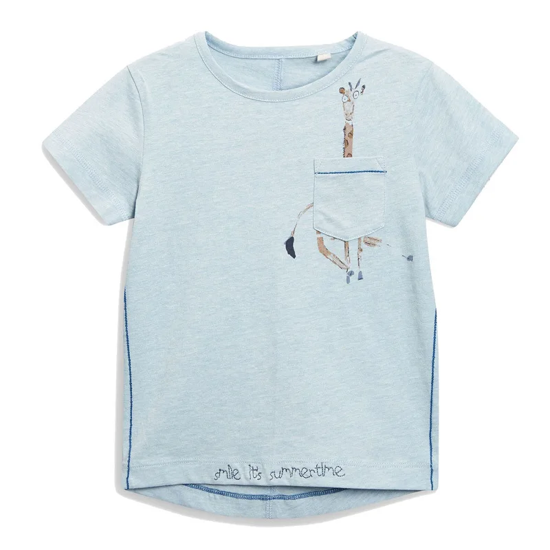 

2019 Brand Summer 2-7 years baby Kids Girls Boys Cartoon Print cotton Giraffe Top Quality Cotton t-shirts Tops shirt with pocket