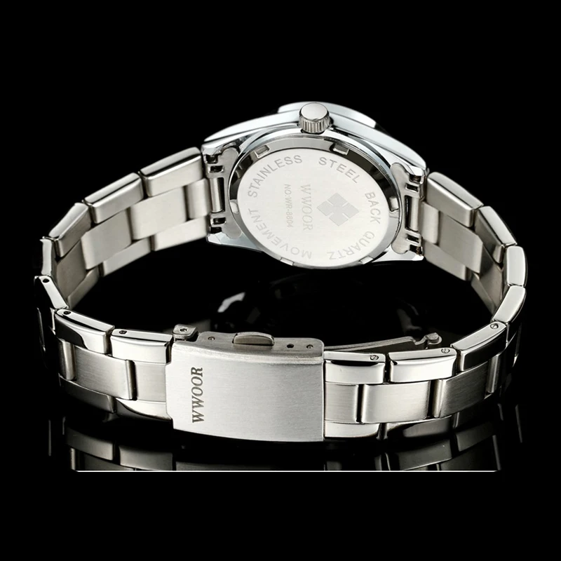 WWOOR брендовые Роскошные Кварцевые часы Relogio Feminino Дата День Часы женские из нержавеющей стали повседневные наручные часы для женщин