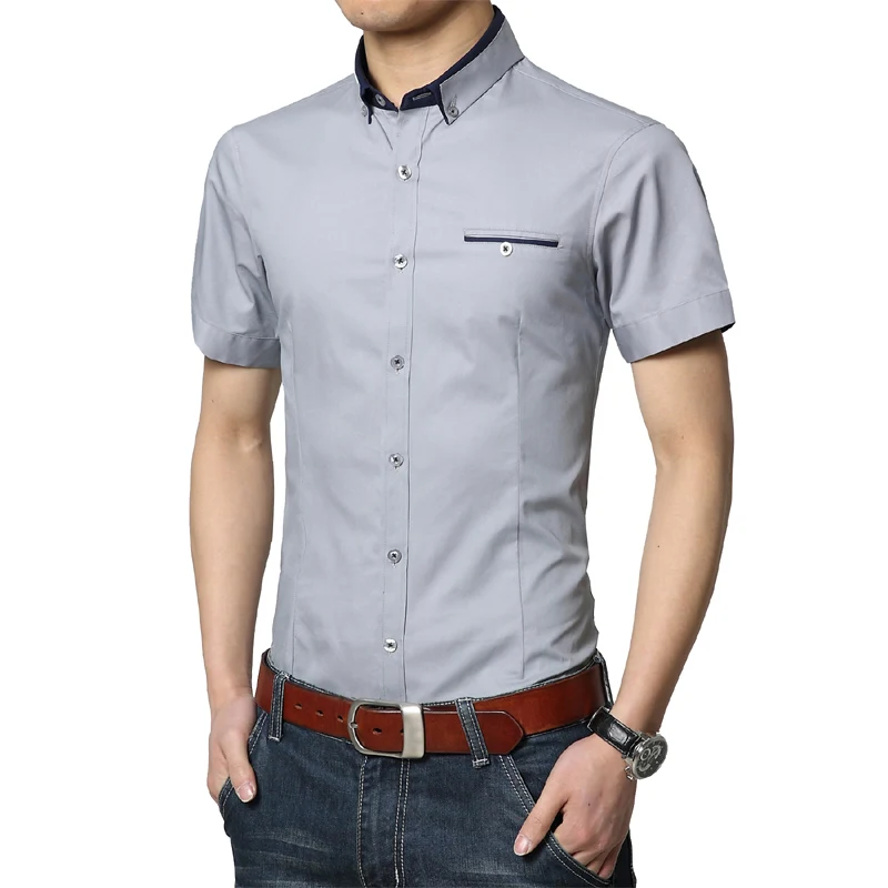 Высокое качество новые Брендовые мужские рубашки хлопок летняя деловая рубашка с коротким рукавом мужские Рубашки повседневные мужские рубашки плюс размер 5XL