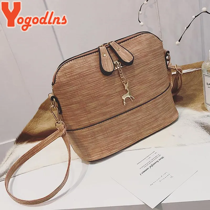 Yogodlns أزياء المرأة بو الجلود حقائب كتف خمر قذيفة حقيبة ساعي 2019 مصمم الغزلان الصغيرة Crossbody أكياس Yogodlns أزياء المرأة بو الجلود حقائب كتف خمر قذيفة حقيبة ساعي 2019 مصمم الغزلان الصغيرة Crossbody أكياس