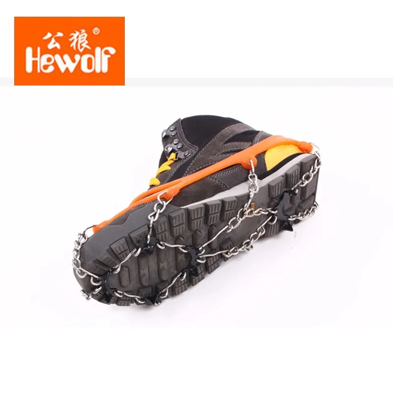 Crampons Portables Neige et Glace en Acier Inoxydable pour Chaussures//Bottes de Marche//Randonn/ée Hewolf 19 Dents Crampons Antid/érapants