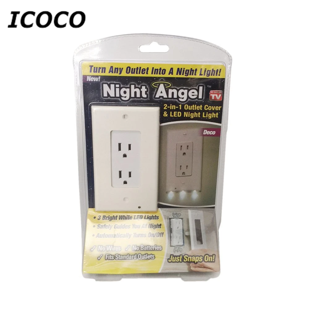 

2018 New LED Sensor Light Wall Outlet Coverplate With LED Cover Night Light Emergency Safety Lamps For Kitchen Hallway Sale