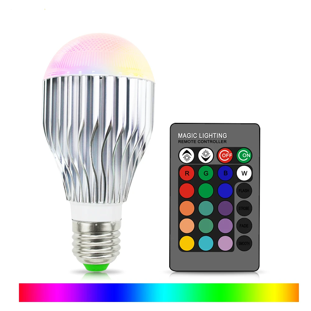 

E27 16 Color Changing Light Bulb 110v 220v Holiday Dimmable Stage Light + 24 Key Living Room Bedroom Christmas Ir Remote Control