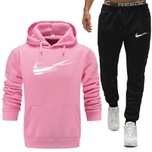 Men's breathable sweat-absorbent sportswear suit men's long-sleeved hoodie and men's sweatpants suit men's casual sportswear