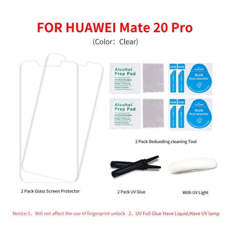 Закаленное стекло 9H для huawei mate 20 lite mate 20x mate 20 pro, защитное стекло 5d 3d на mate20 pro, УФ-пленка - Цвет: UV Full glue clear2p