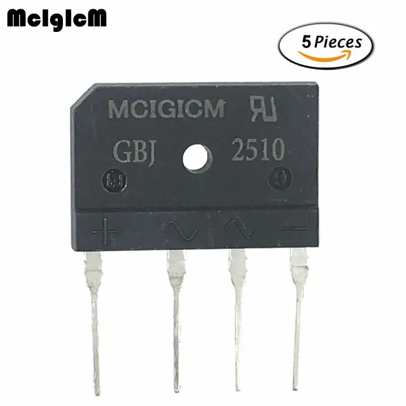 Mcigicm 5 шт. 25A 1000 В диодный мост выпрямителя gbj2510 - изображение