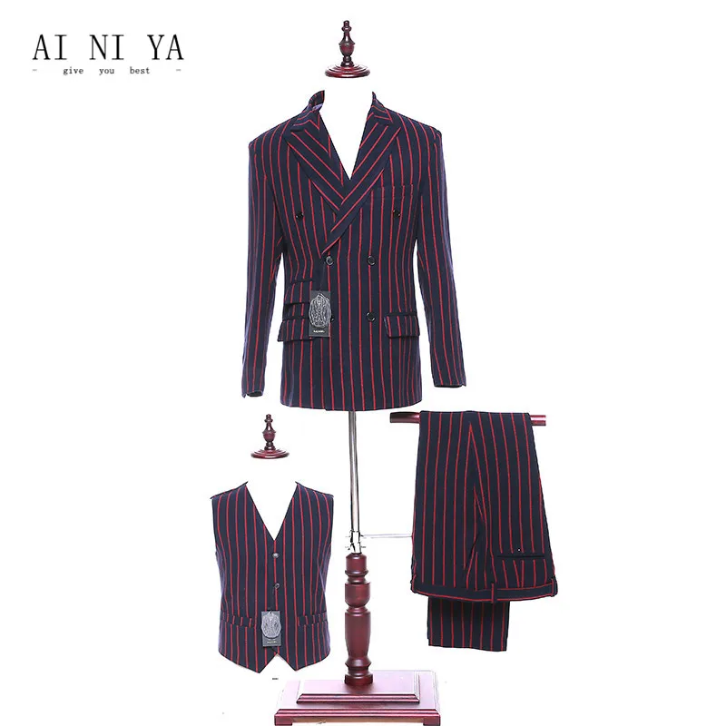 Jacket+Pants+Vest Womens Business Suits Black Red Striped Slim 3 Pieces Set Formal Professional Pant Suits Ladies Office Uniform Jacket+Pants+Vest Womens Business Suits Black Red Striped Slim 3 Pieces Set Formal Professional Pant Suits Ladies Office Uniform