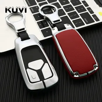 

Galvanzed Alloy&Leather Car Keychain Case Holder Wallet Pocket For Audi TT A7 A4 A4L 8S B9 Q5 Q7 A6 A8 FOB Smart Key Cover