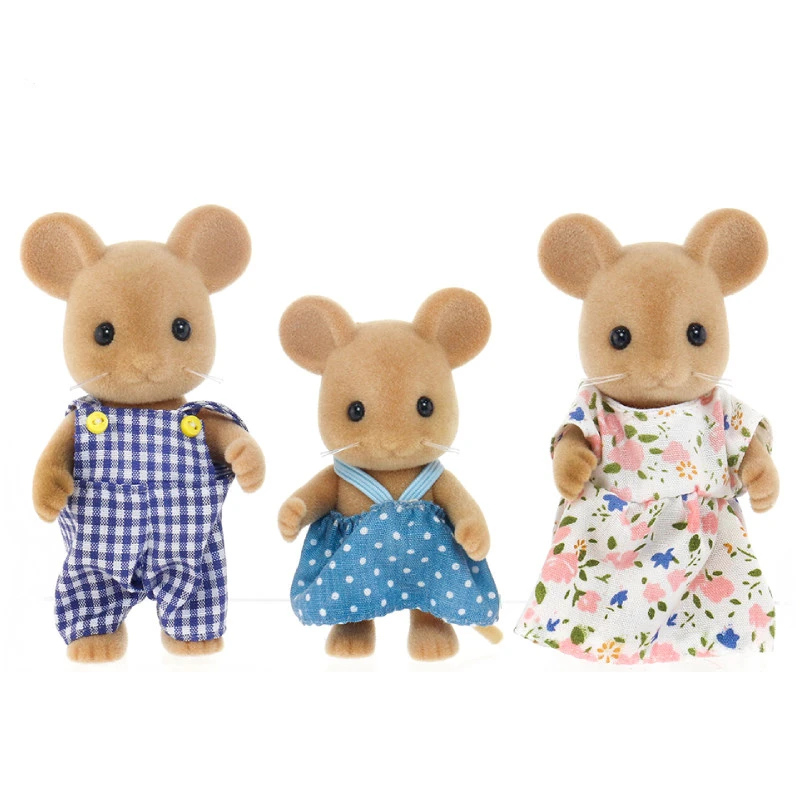 Sylvanian Families, комплект из 3 предметов с изображением мыши, семейный набор, кукольный домик, пушистая фигурка, игрушки, куклы, новинка 14548