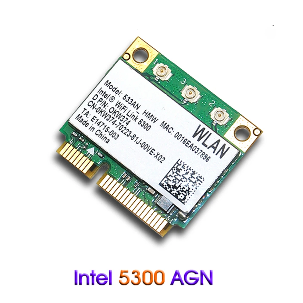 Двухдиапазонный беспроводной Intel 5300 533AN_MMW 2 4 ГГц 5 300M/450 Мбит/с 802 11 a/g/n Mini PCI E
