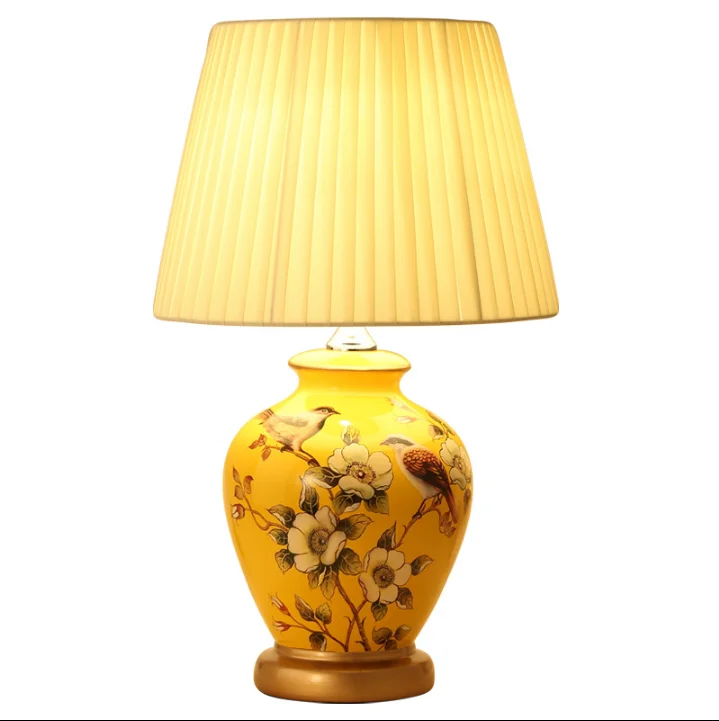 yellow ceramic table lamp