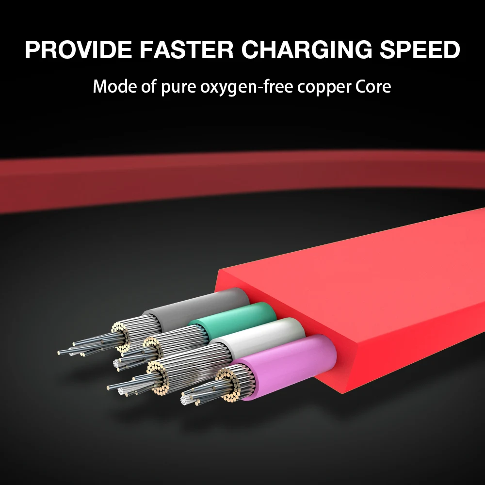 CASEIER المصغّر USB نوع C كابل ل سامسونج هواوي Xiaomi Redmi الهاتف المحمول المعكرونة PVC الأسلاك المسطحة سريع كابل شحن USB