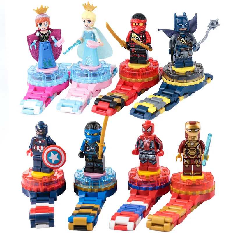 

Super Hero Watch Building blocks Ninjagoed Marveling Avengers Figures Bricks Toys Watch Compatible with Minecrafted Block Watch