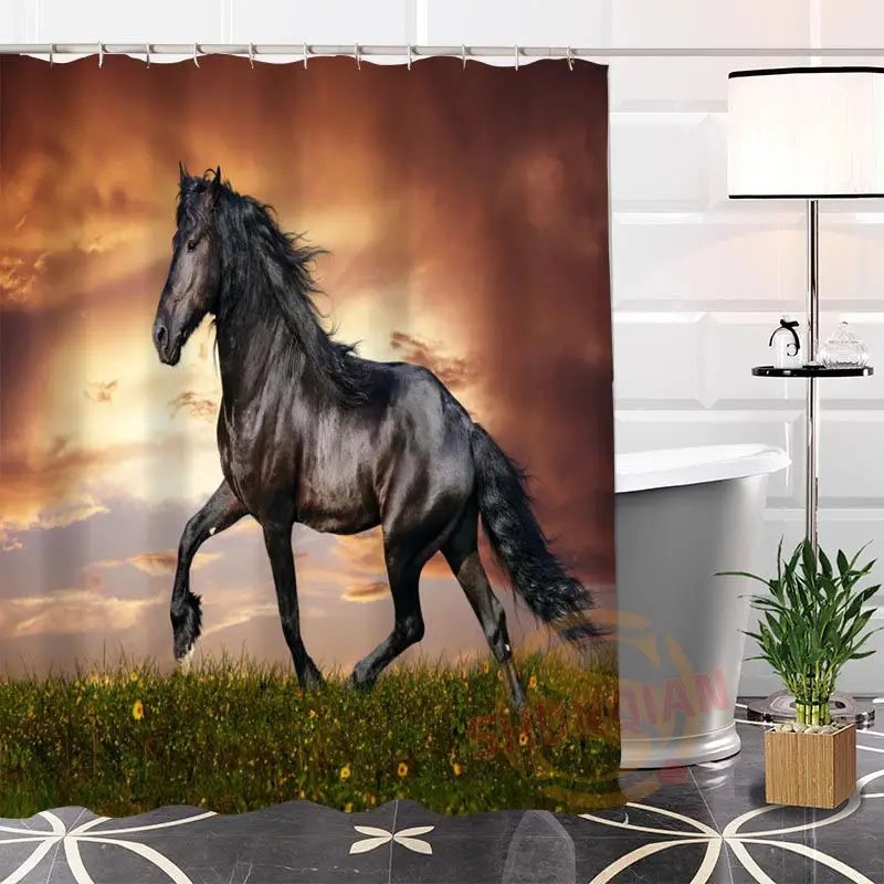 Popular Custom Horses Hot sale Modern Shower Curtain Bathroom