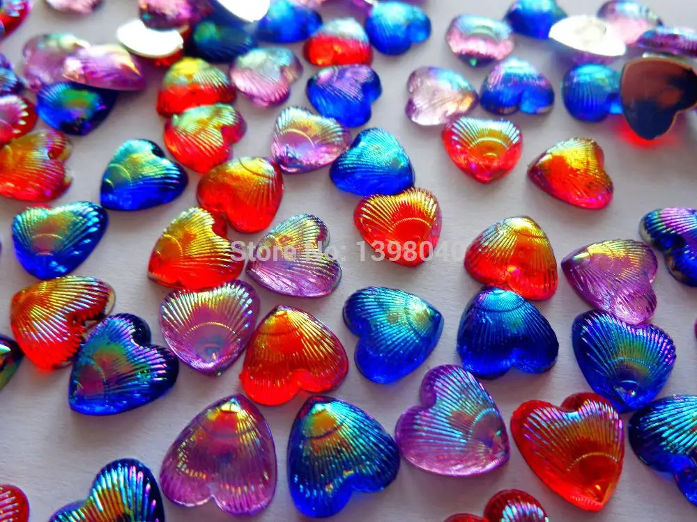 Free shipping mixed loading multi colored heart shape 12mm 200pcs Acryl