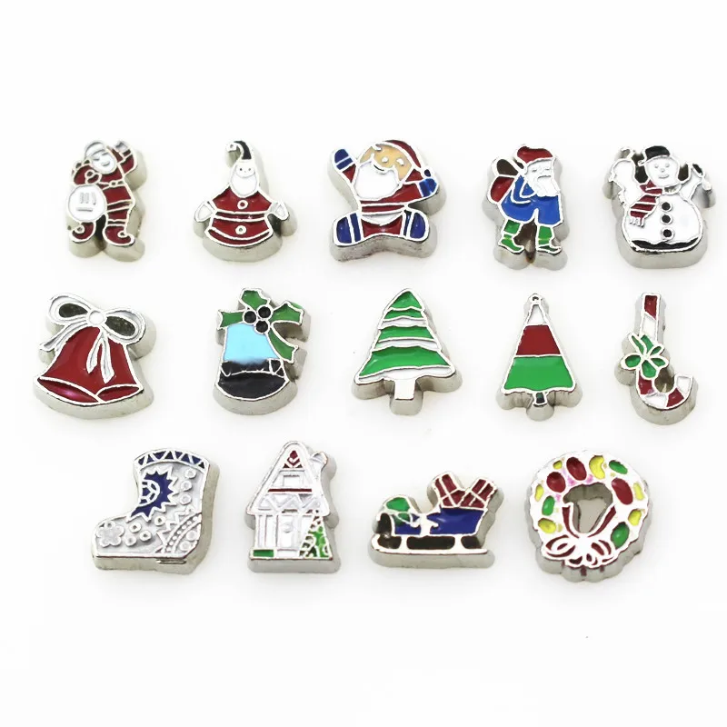 

2016 Mix Christmas Floating Charms living glass memory floating lockets diy jewelry 100pcs/lot