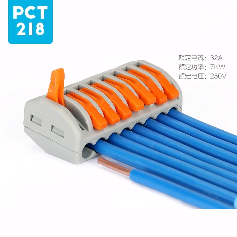 

10Pcs PCT-218 Universal Compact Wire Wiring Connector Connectors 8 pin Conductor Terminal Block With Lever