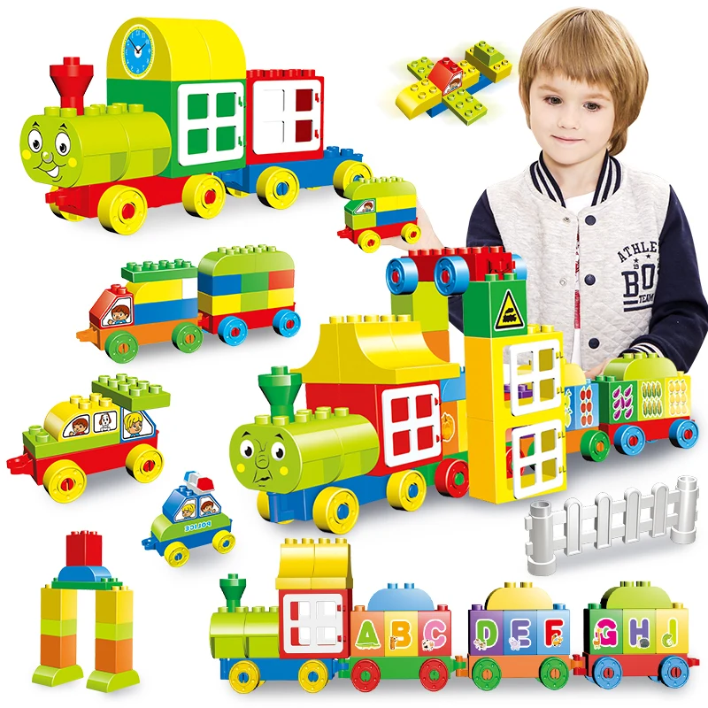 

DIY Big Bricks Building Blocks Baby Toy Number/Letters Brick Car &Train Model Educational Toys Compatible With Legoed Duploed