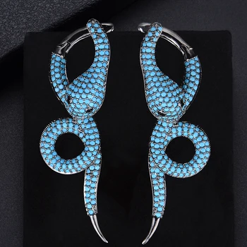 

missvikki Chic Luxury Design Full Micro Cubic Zirconia Paved Wrapped snake Pendant Earrings Statement Jewelry For Women Party