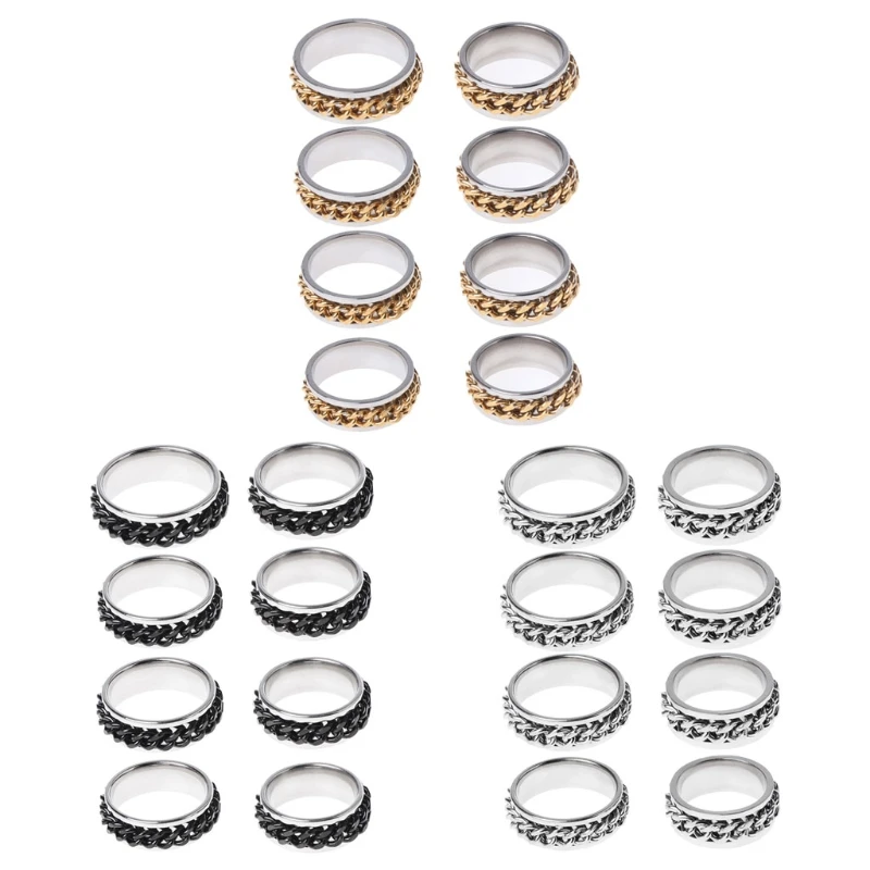 

EDC Finger Fidget Spinner Size 6-13 Stainless Steel Chain Rotatable Ring Relieving Anxiety BC0815 Drop ship