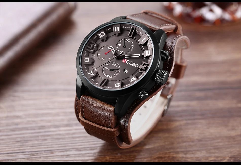 DOOBO Men's Casual sport Quartz Watch Mens Watches Top Brand Luxury Quartz-Watch Leather Military Watch Wrist Male Clock Drop