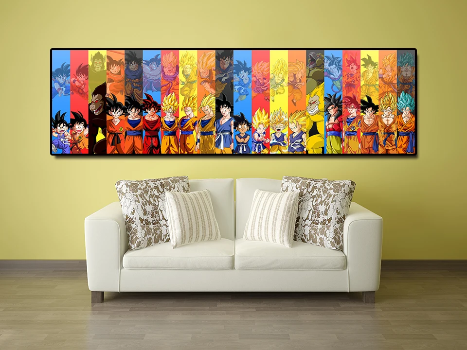 Cartoon Artwork Dragon Ball Characters Super Saiyan Goku HD Print Posters Anime Paintings on Canvas Wall Art for Home Decoration