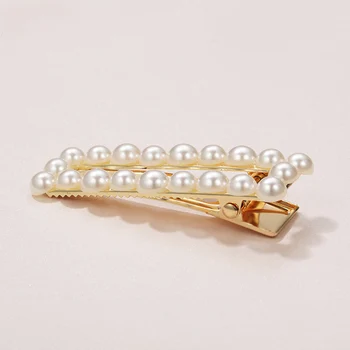 

CHIMERA Pearl Alligator Hair Clips Elegant Duckbill Clip Rectangle Geometric Hair Accessory for Women Girls Chic Beaded Ornament