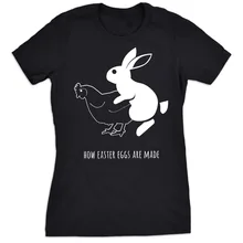 Как пасхальные яйца сделаны футболки забавный кролик курица футболки женская футболка с круглым вырезом женские забавные подходят Топы модная одежда футболки